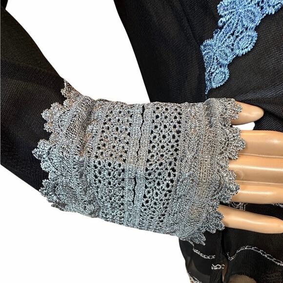 NWT Hugging Kisses Black Mesh Lace Embellished Top SZ XL Whimsigoth Gothic Glam - Picture 6 of 16